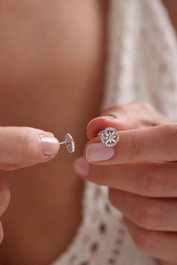 Heliophilia Silver Pendientes de Plata de Ley 925 con Circón